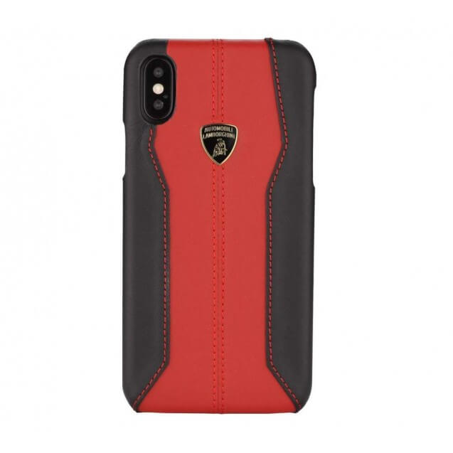 Lamborghini Backcover iPhone XS / X - Zwart/Rood