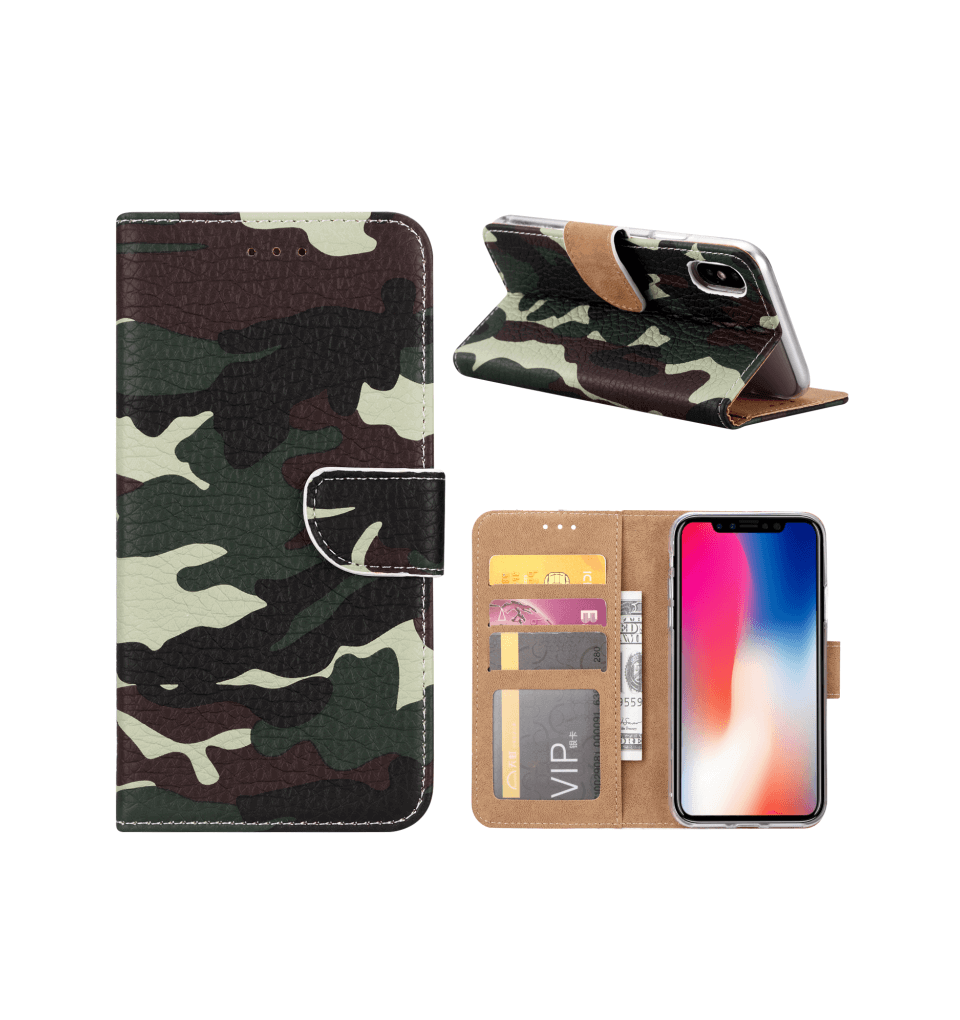 Camoprint Boekmodel Hoesje iPhone XS Max