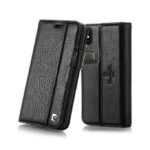 variatie Pierre Cardin Echt Lederen Bookcover iPhone XS Max – Zwart