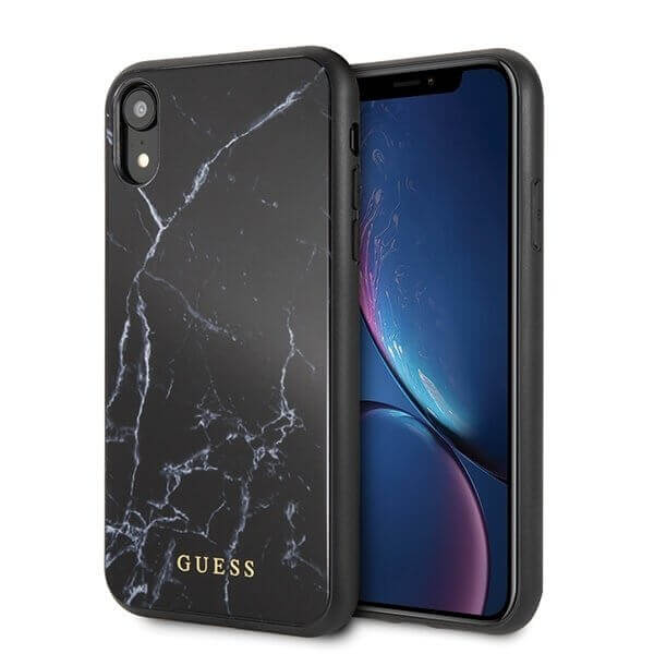 1-black-Guess-Marmeren-Backcover-iPhone-XR-Zwart