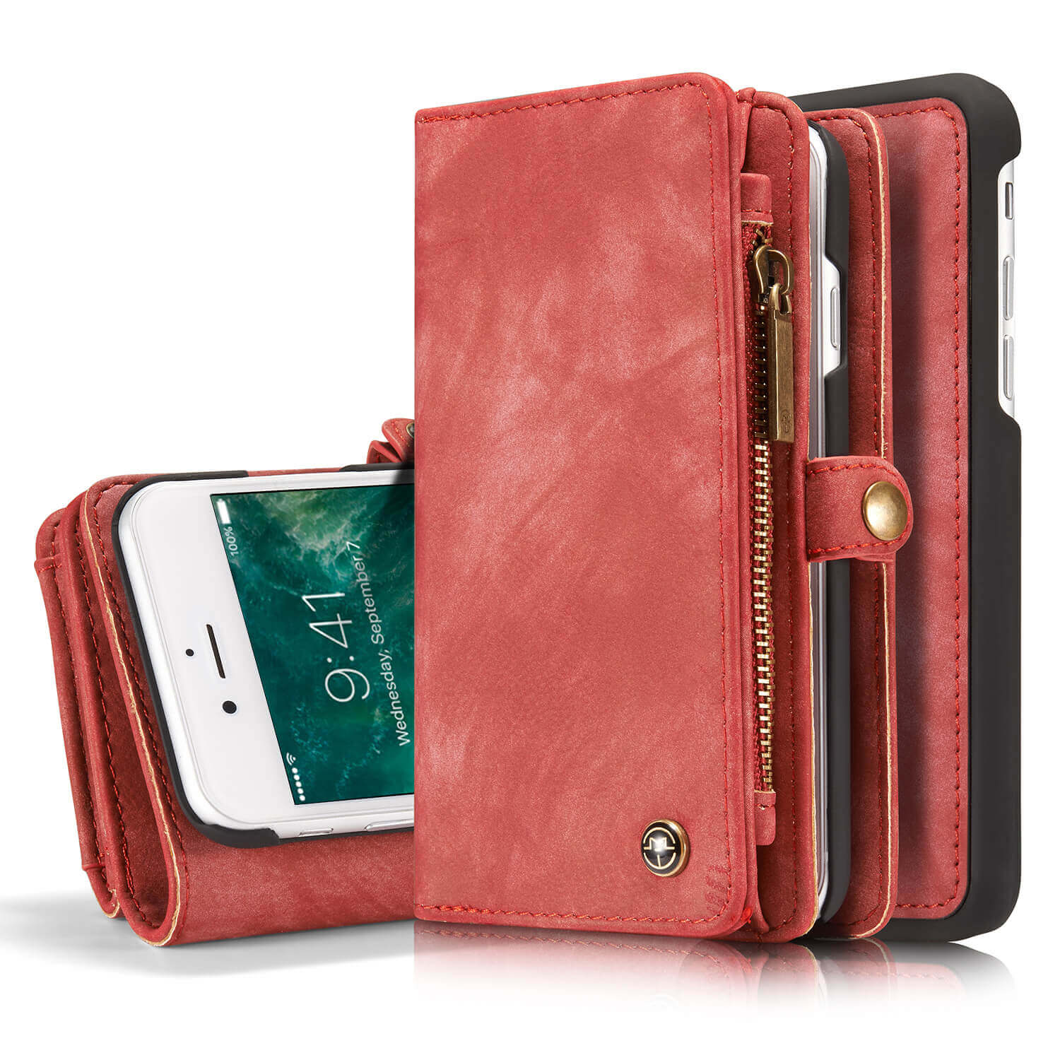 Ultieme Makkelijk te gebeuren baan Caseme vintage Portemonnee Cover iPhone 8 - 7 - SE (2022 / 2020) - Rood Ultieme Makkelijk te gebeuren baan Caseme vintage Portemonnee Cover iPhone 8 - 7 - SE (2022 / 2020) - Rood