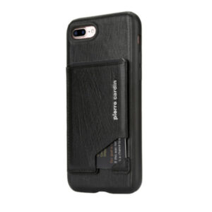Pierre Cardin Leren Backcover Met Kaarthouder iPhone 8 Plus / 7 Plus - Zwart