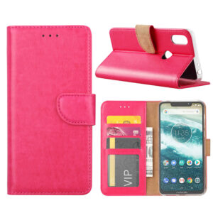Boekmodelhoesje Motorola One - Donkerroze
