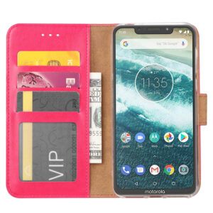 Boekmodelhoesje Motorola One - Donkerroze