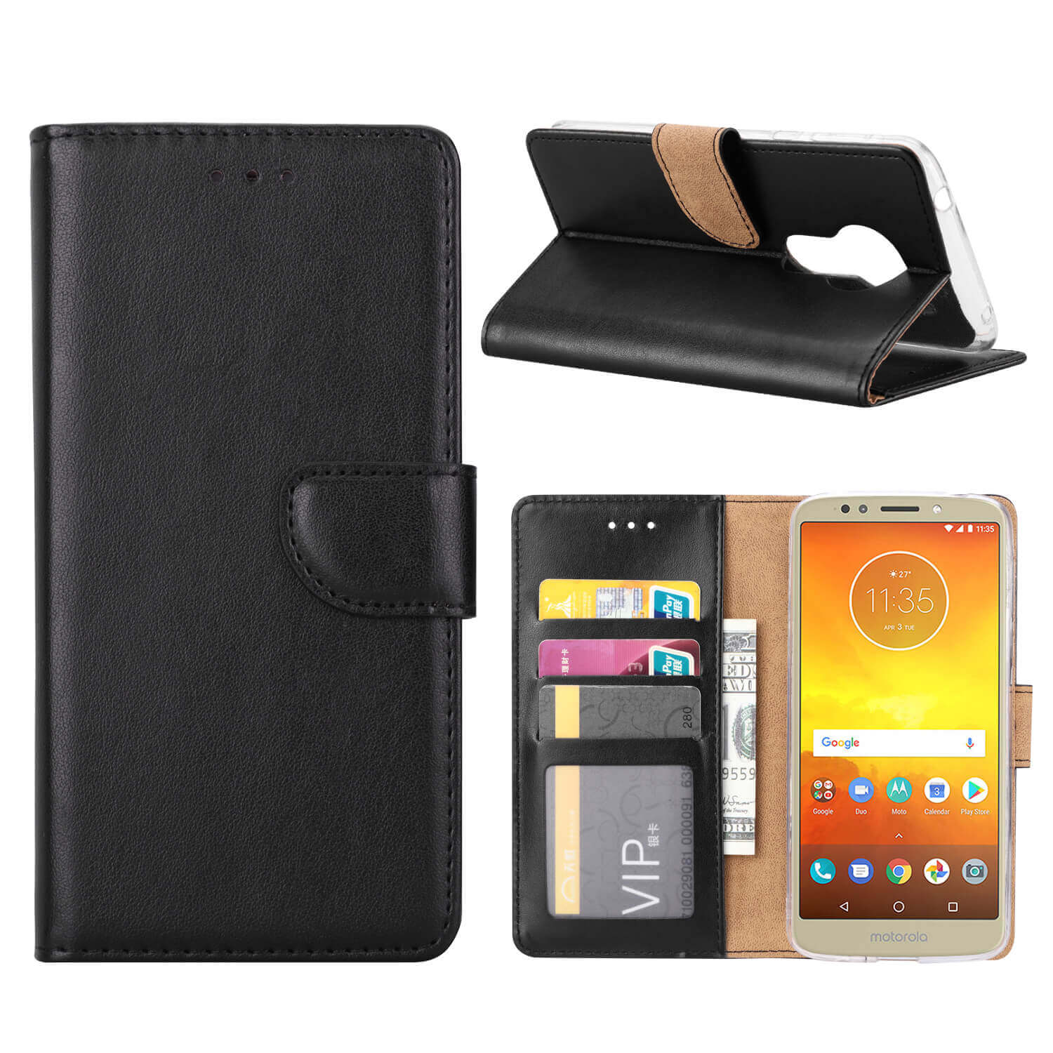 Boekmodelhoesje Motorola E5 - Zwart