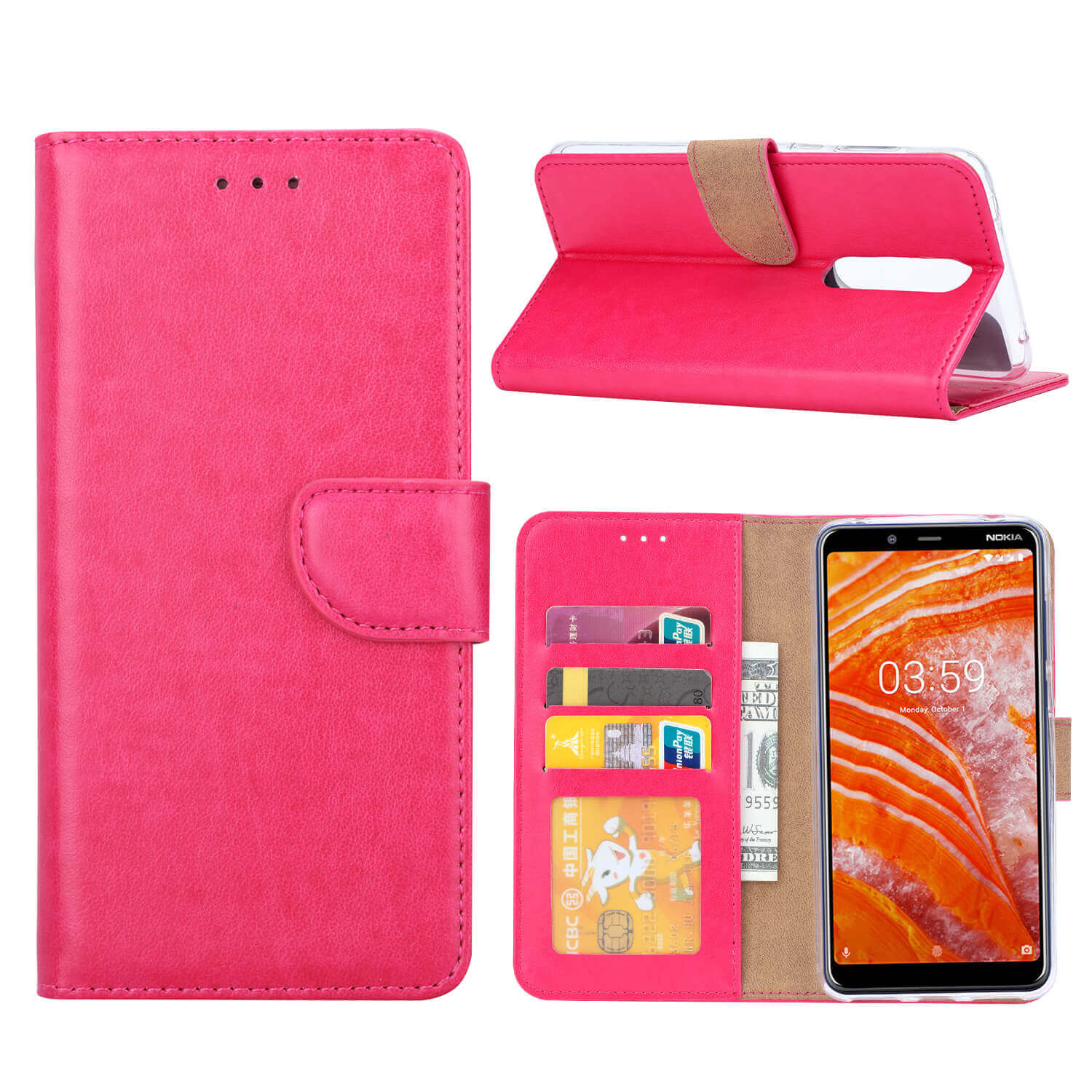 Boekmodelhoesje Nokia 3.1 Plus - Donkerroze