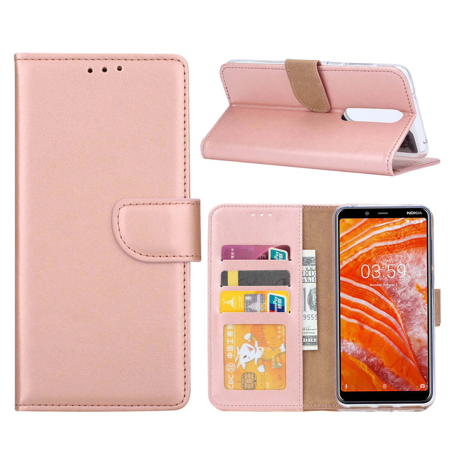 Boekmodelhoesje Nokia 3.1 Plus - Roségoud