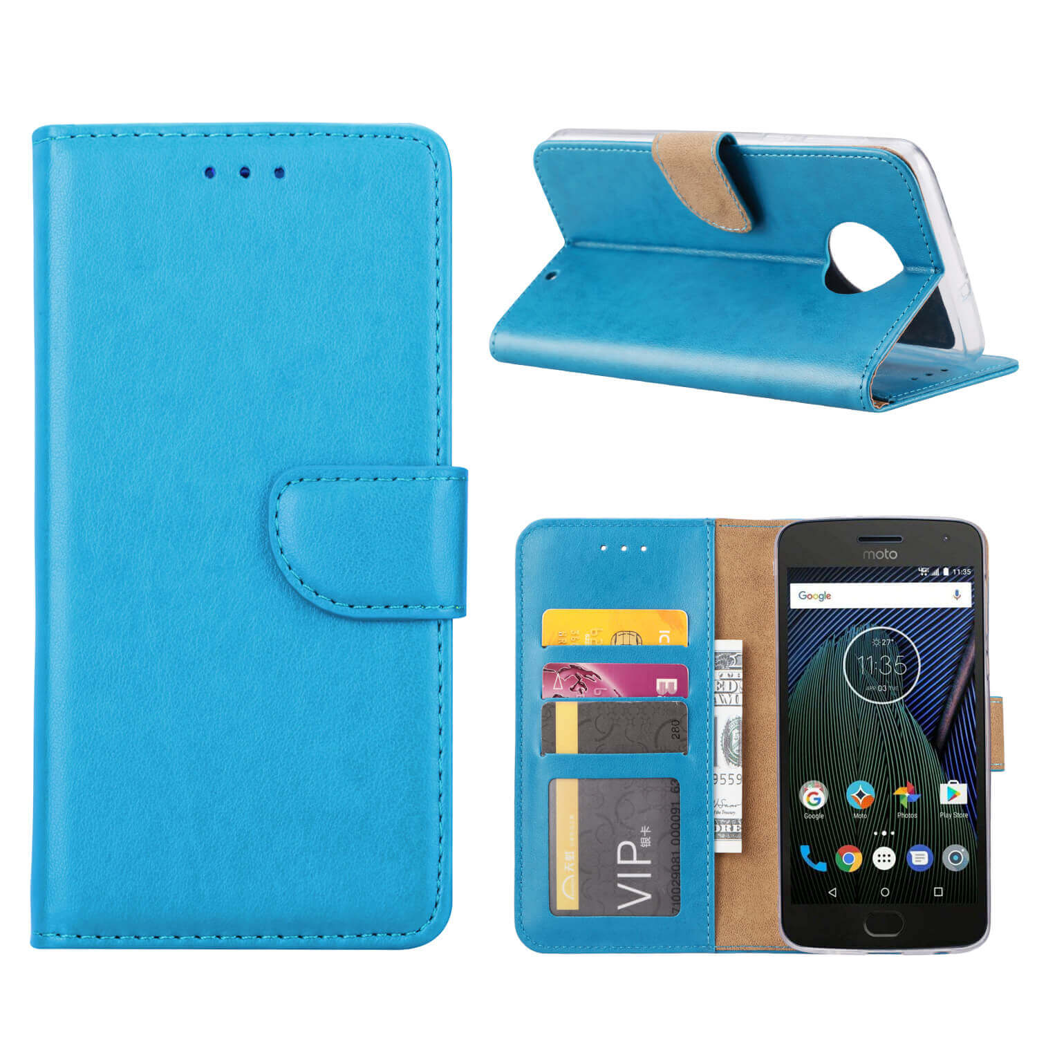 spel Gestreept klein FONU Bookcase Telefoonhoesje Motorola G6 - Turquoise