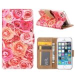 variatie FONU Book Cover Beschermhoesje Roze Rozen iPhone SE / 5S / 5