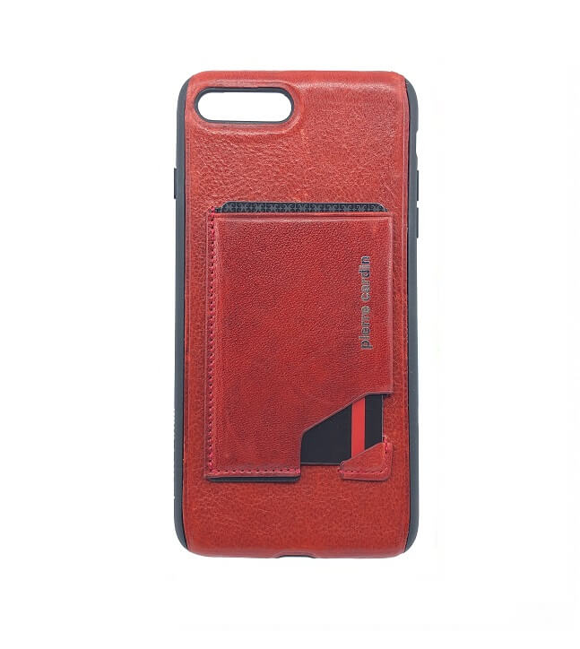 Pierre Cardin Leren Backcover Met Kaarthouder iPhone 8 Plus / 7 Plus - Rood