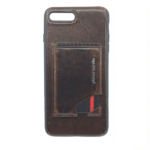 variatie Pierre Cardin Leren Backcover Beschermhoesje Met Kaarthouder iPhone 8 Plus / 7 Plus – Donkerbruin