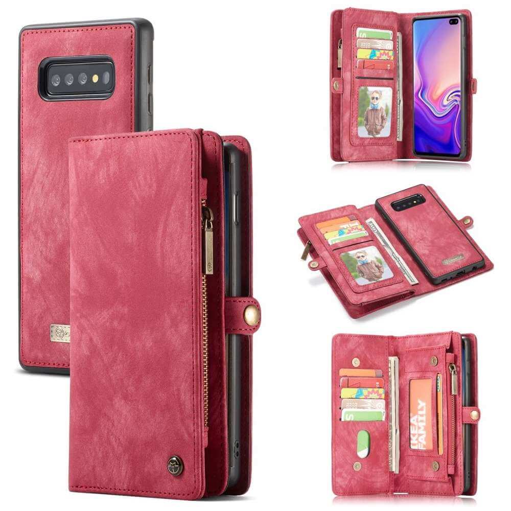 Caseme vintage Wallet Case Samsung Galaxy S10 - Rood