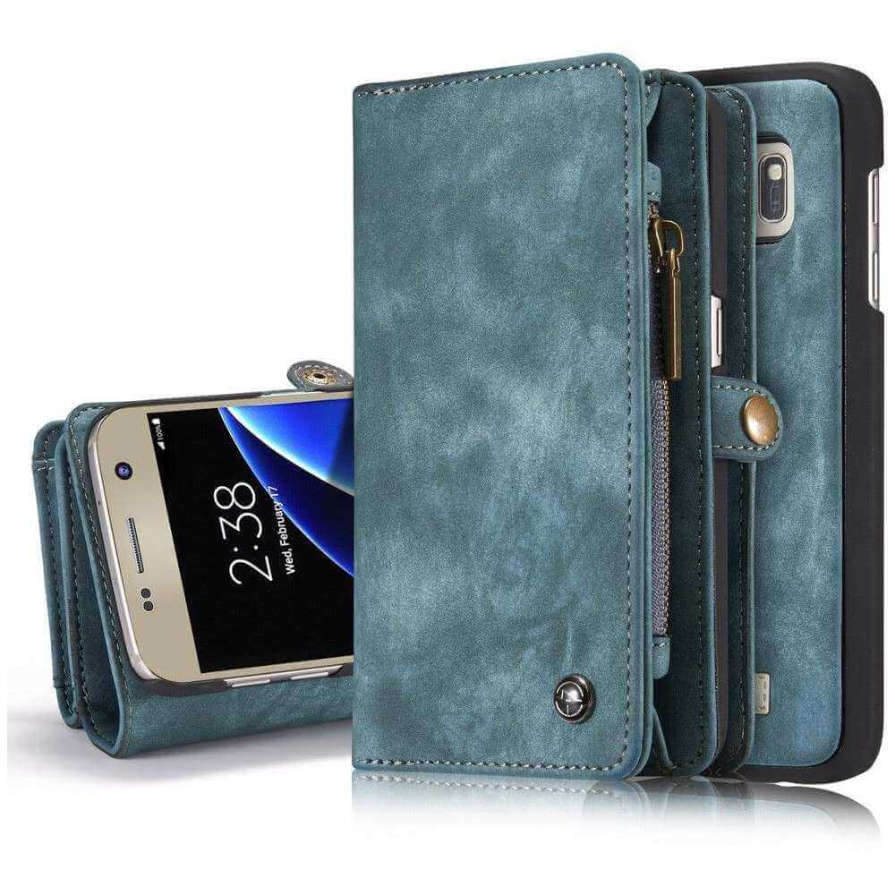 Durf Uitgaand Ventileren CaseMe Vintage Gsm Wallet Samsung Galaxy S7 - Blauw