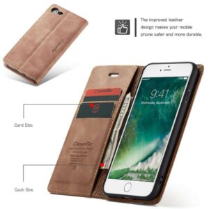 CaseMe Retro Boekmodel Hoesje iPhone 8 7 – Bruin 3