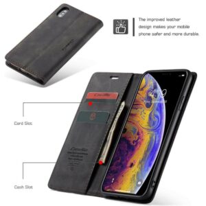 CaseMe Retro Boekmodel Hoesje iPhone XS Max - Zwart (4)