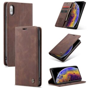 CaseMe Retro Boekmodel Hoesje iPhone XS X – Bruin 1