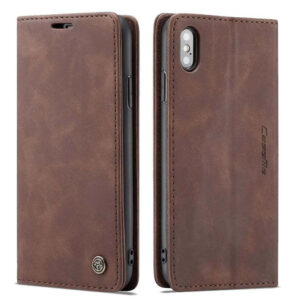 CaseMe Retro Boekmodel Hoesje iPhone XS X – Bruin 2