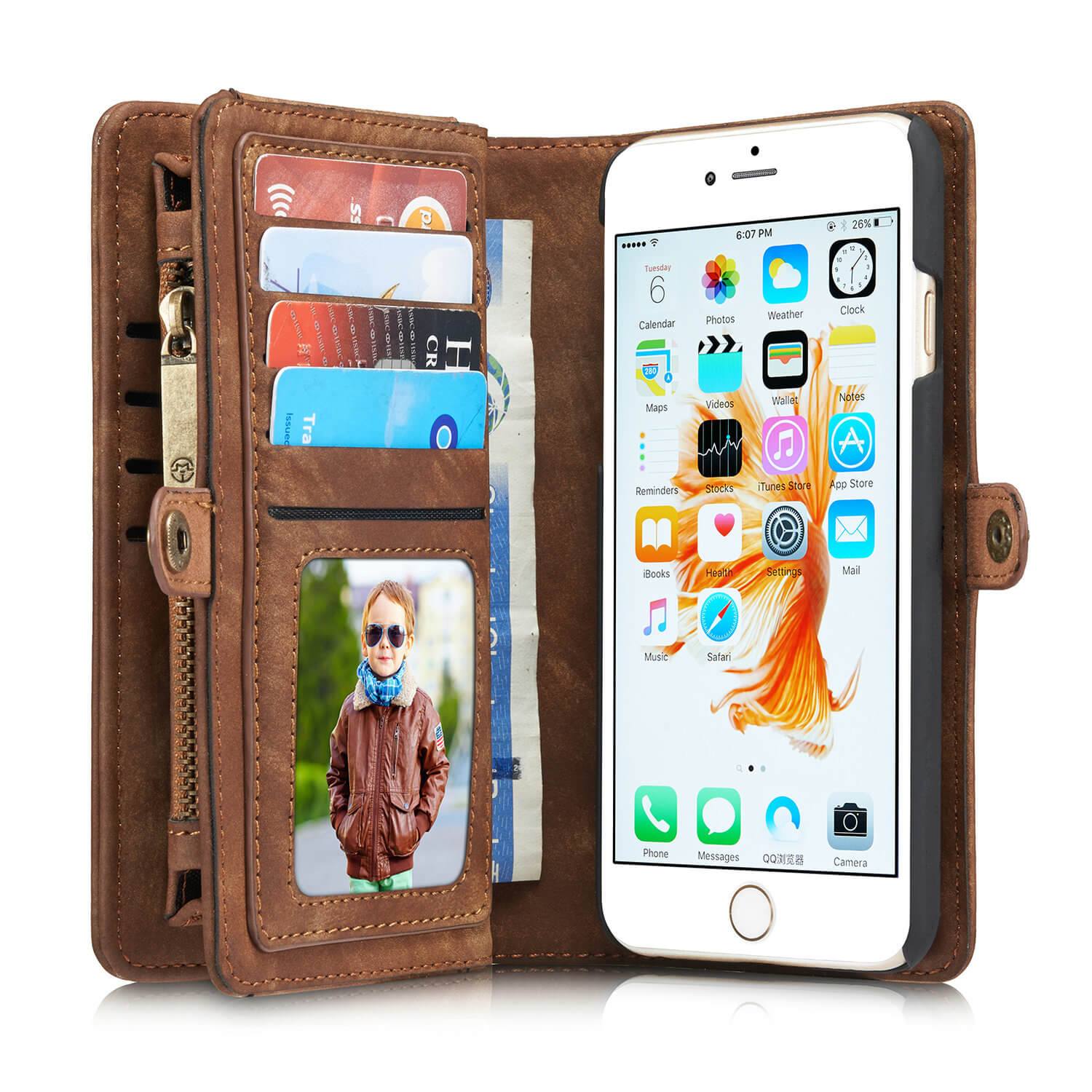 Tentakel routine solo Caseme vintage Wallet Case Hoesje iPhone 6S Plus - 6 Plus - Bruin