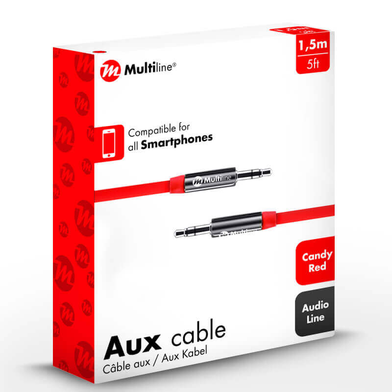 Multiline Aux Kabel 1,5M - Rood