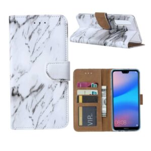 Marmeren Boekmodelhoesje Huawei P30 - Wit