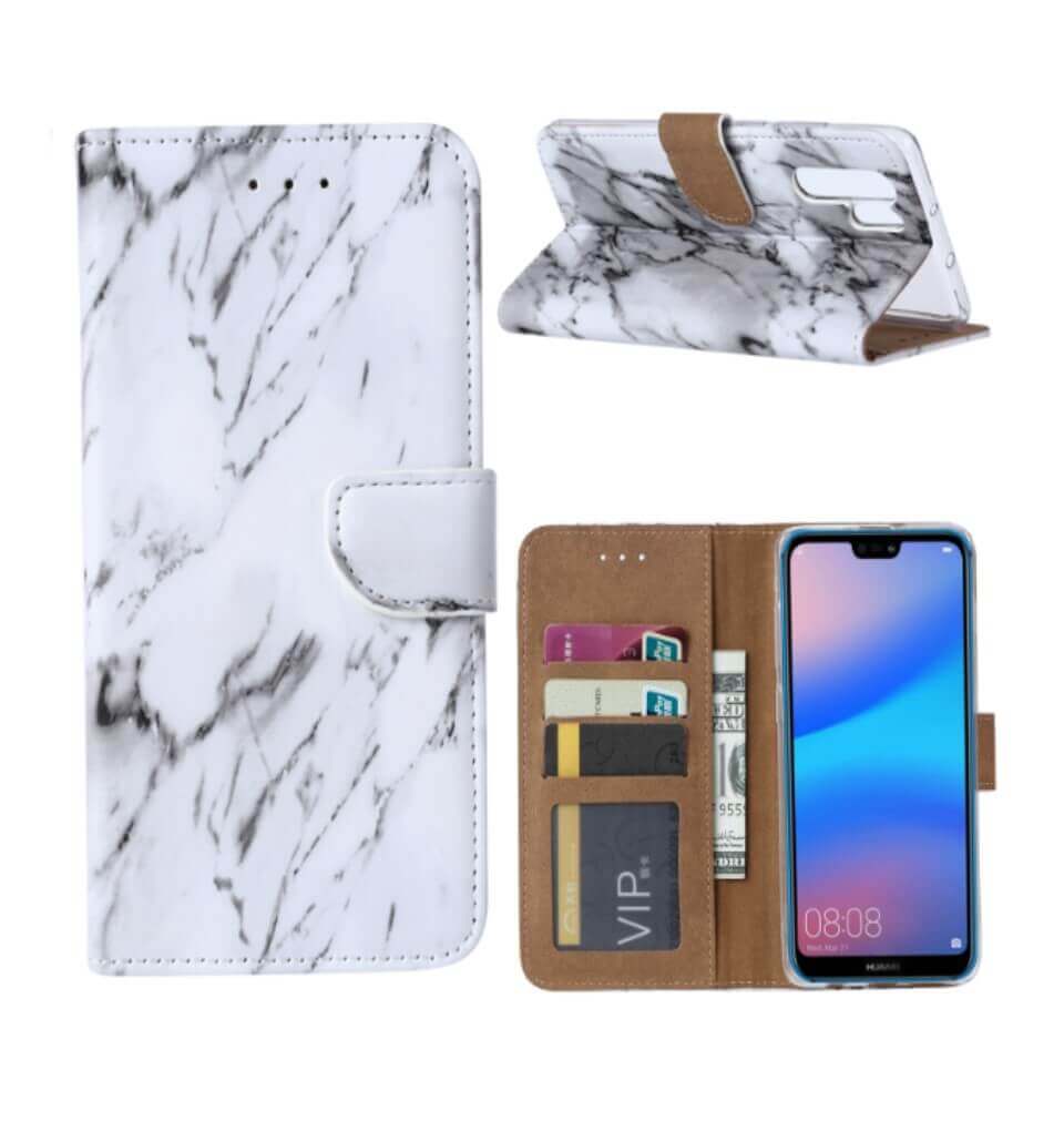 Marmeren Boekmodelhoesje Huawei P30 Pro - Wit