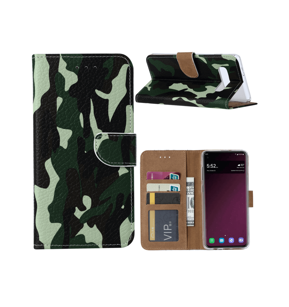 camoprint boekmodel hoesje Samsung Galaxy s10
