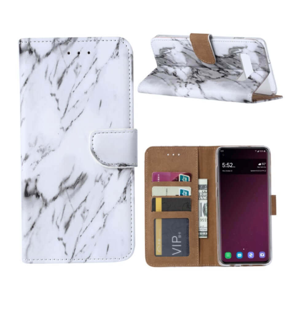 Marmeren Boekmodelhoesje Samsung Galaxy S10 Plus - Wit