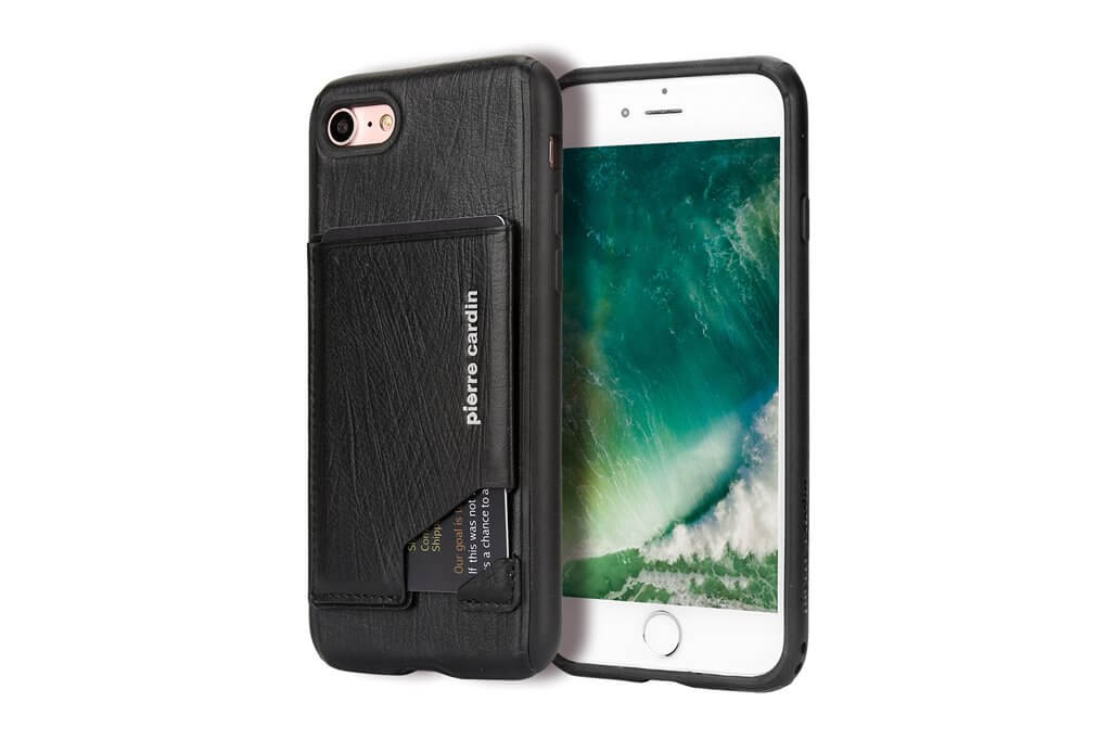Pierre Cardin Leren Backcover Met Kaarthouder iPhone 8 / 7 - Zwart -1