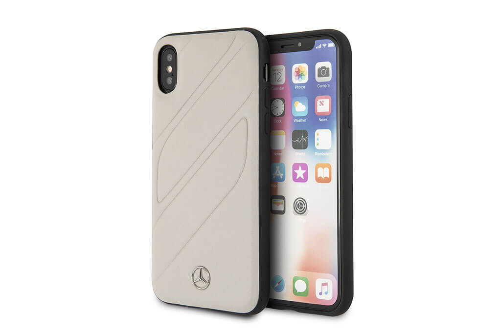 Mercedes Benz Leren Backcover iPhone XR - Grijs