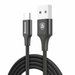 Geweven Nylon USB naar USB-C Fast Charge Kabel Met LED-lamp 2 Meter