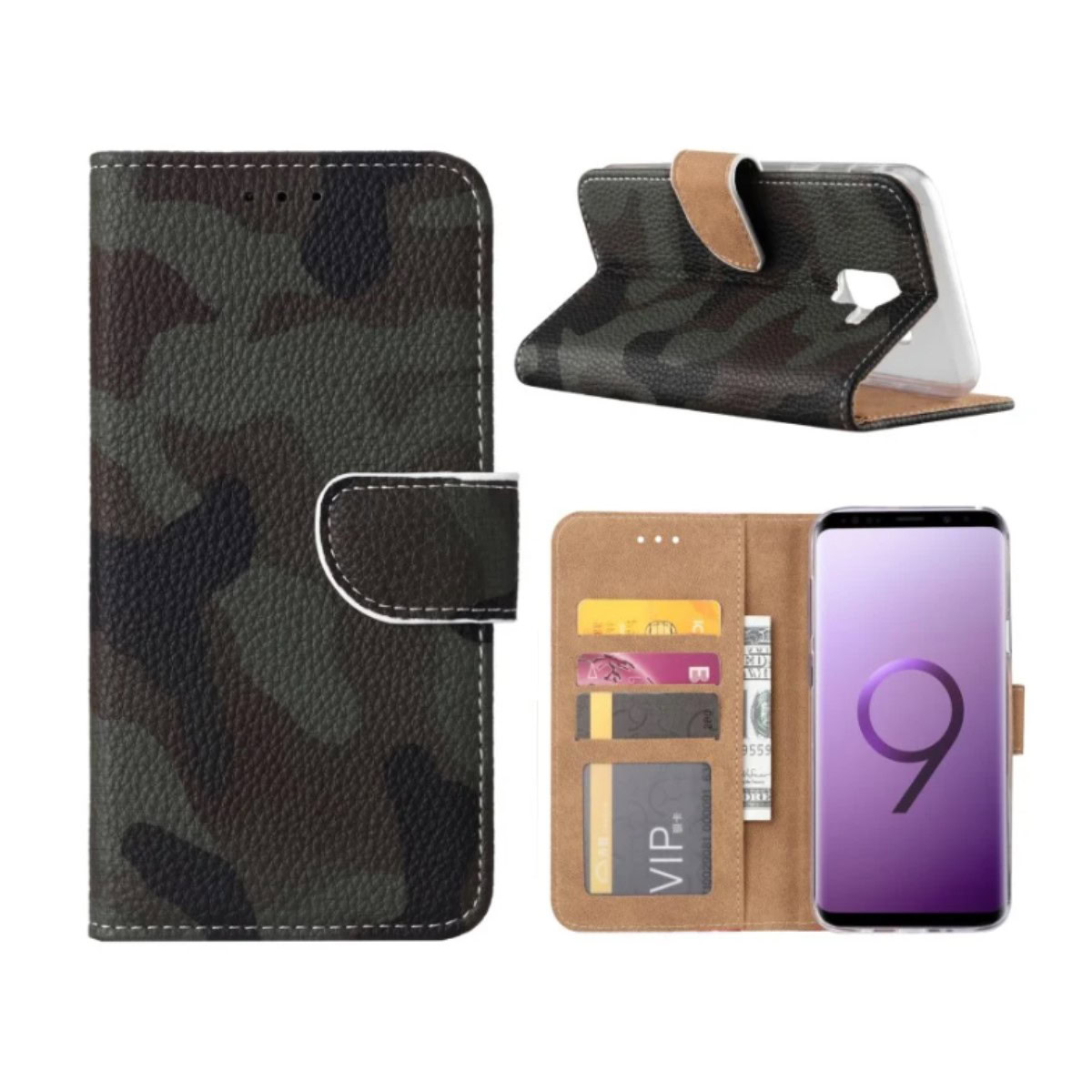 FONU Bookcase Donkere Camoprint Samsung Galaxy S9