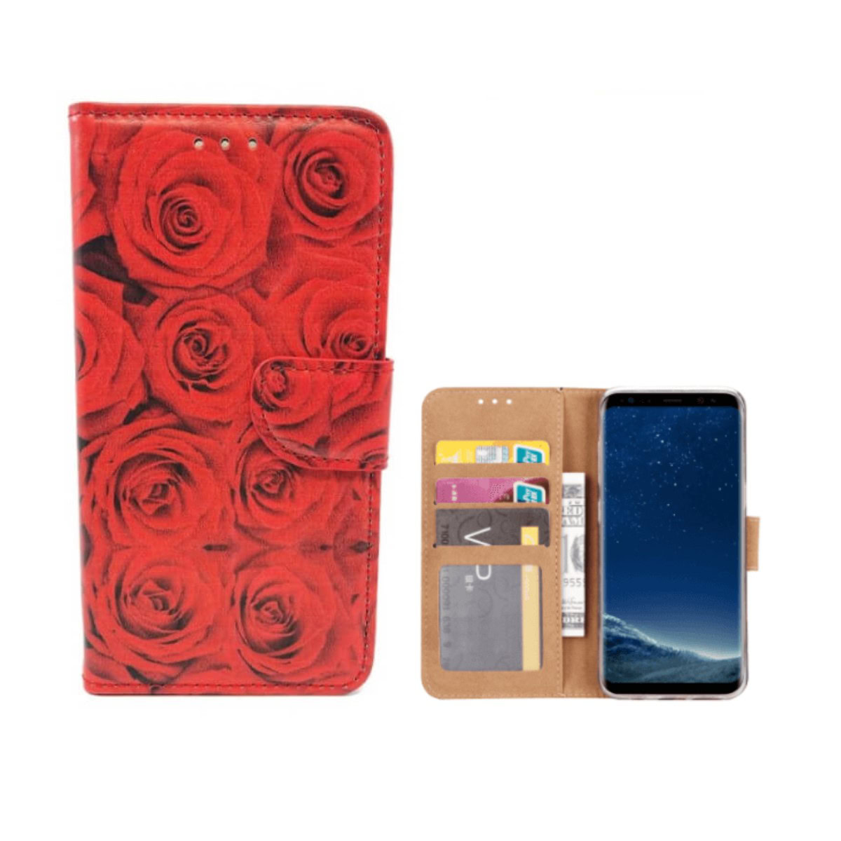 FONU Bookcase Rode Rozen Samsung Galaxy S8 Plus