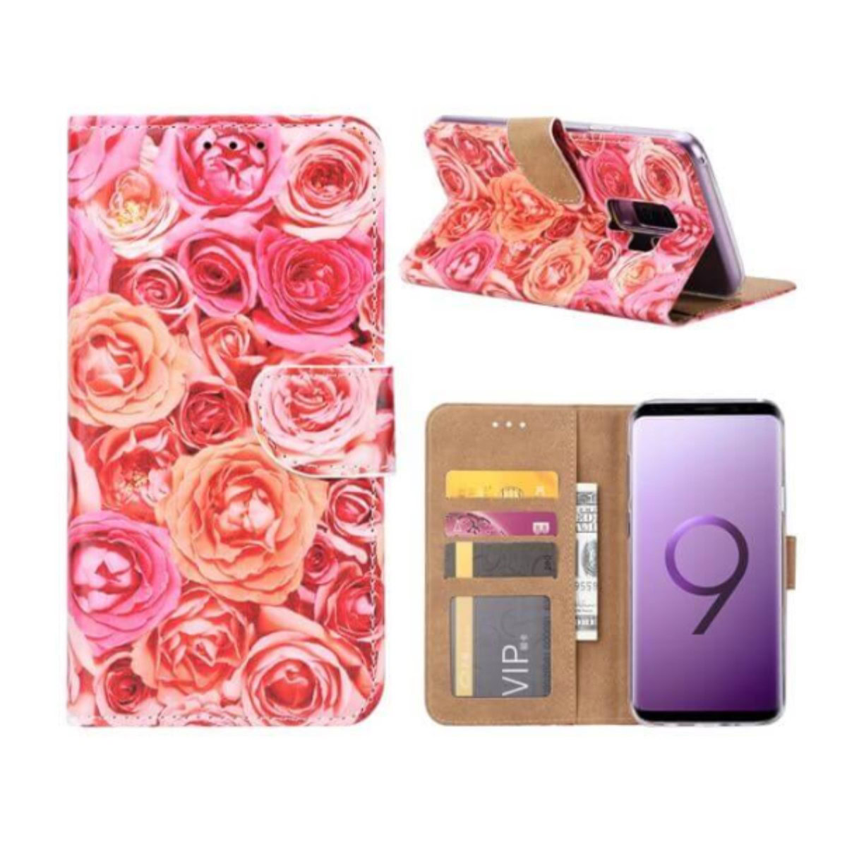 FONU Bookcase Roze Rozen Samsung Galaxy S9