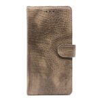 variatie FONU Luxe Leren Krokodillen Booklet Case Samsung A6+ 2018 (SM-A605) – Lichtbruin