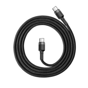 Baseus Geweven Nylon USBC naar USBC Fast Charge Kabel 1M Grijs 3A Max 2