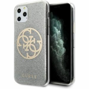 GUESS Glitter Circle Backcover Hoesje iPhone 11 Pro Max - Grijs 2