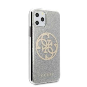 GUESS Glitter Circle Backcover Hoesje iPhone 11 Pro Max - Grijs 4