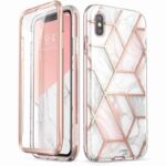 variatie Cosmo 360 hoesje met Screen Protector iPhone XS – X – Marble Wit