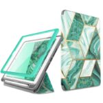 variatie Cosmo Bookcase Tablethoes iPad 2018 – 2017 – 9.7 inch – Penhouder – Marble Groen
