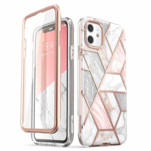 Cosmo 360 Back Case met Screen Protector iPhone 11 – Marble Wit