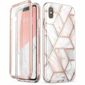 Cosmo 360 hoesje met Screen Protector iPhone XS – X – Marble Wit