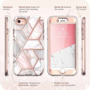 COSMO 360° Backcover Hoesje Met Screen Protector iPhone SE 2020 - Marble Wit 6