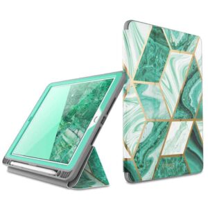 COSMO Bookcase Hoes iPad 7 - 10.2 inch (2019) - Pencil houder - Marble Groen 1