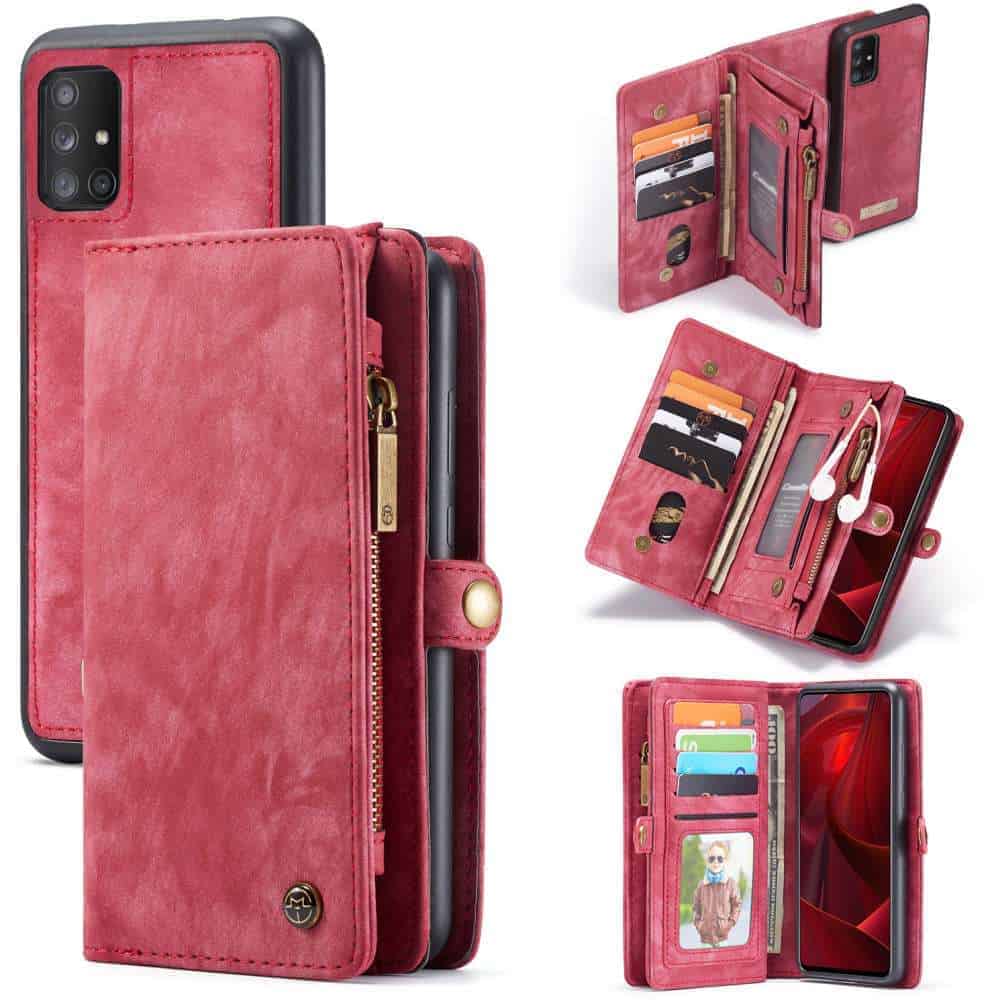 Caseme vintage Portemonnee hoes Samsung A71 - Rood