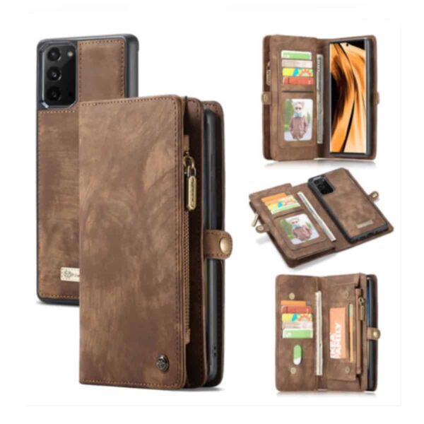 CaseMe Vintage Wallet Case Hoesje Samsung Galaxy Note 20 - Bruin