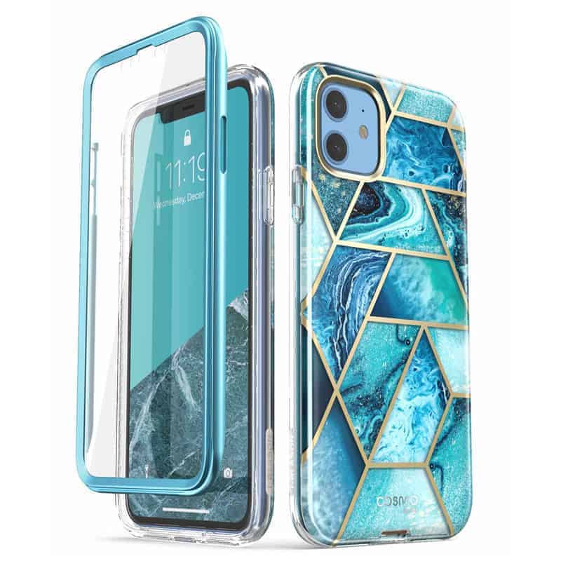 COSMO 360° Backcover Hoesje Met Screen Protector iPhone 11 - Marble Ocean 1