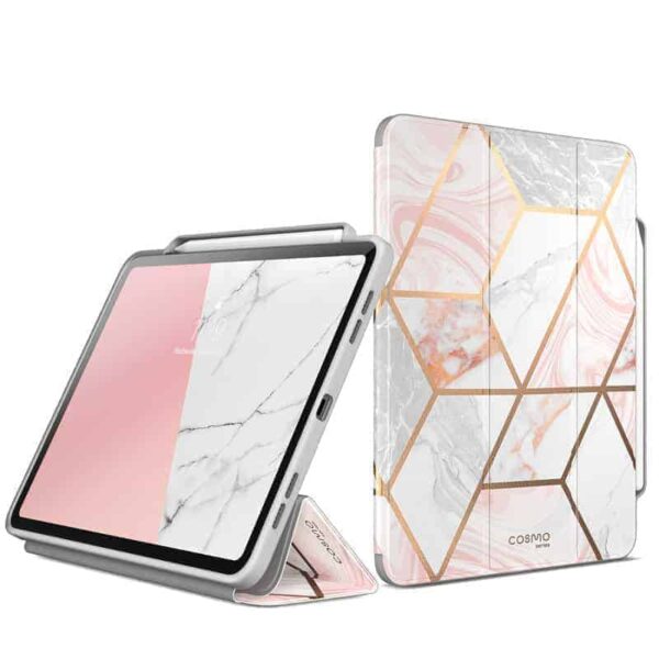 COSMO Bookcase Hoes iPad Pro 12.9 inch (2020) - Pencil houder - Marble Wit 1