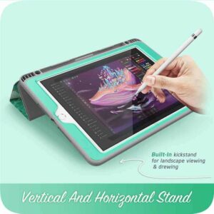 COSMO Bookcase Hoes iPad 7 - 10.2 inch (2019) - Pencil houder - Marble Groen 2