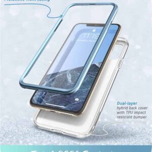 COSMO 360° Backcover Hoesje Met Screen Protector iPhone 11 Pro Max - Marble Blauw 2