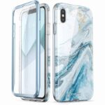 variatie Cosmo 360 Achterkantje met Screen Protector iPhone XS – X – Marble Blauw
